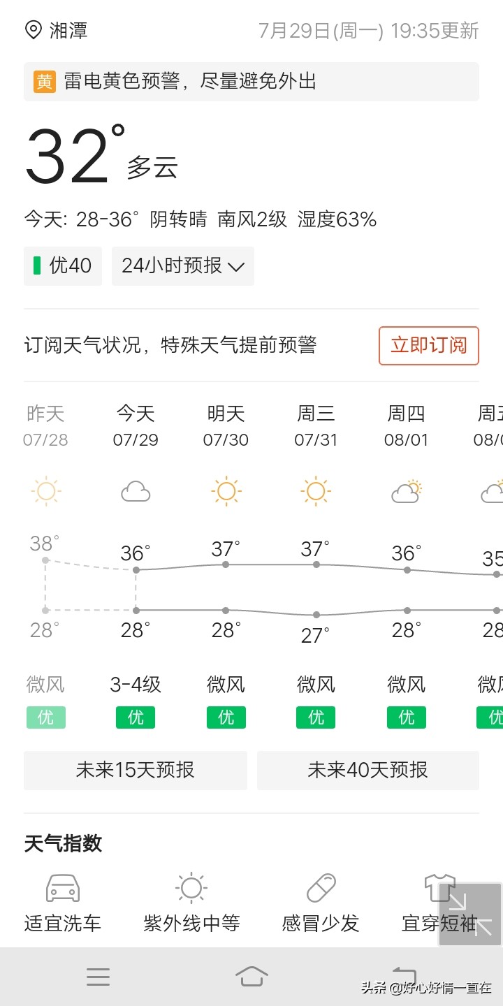 未来一周大范围高温,湘潭未来一周前晴后雨1日开始高温有所缓解, 你怎么看？