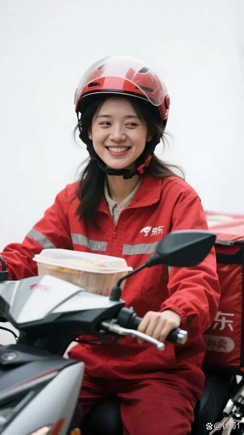 美街头现饿了么骑手,饿了吗美女骑手